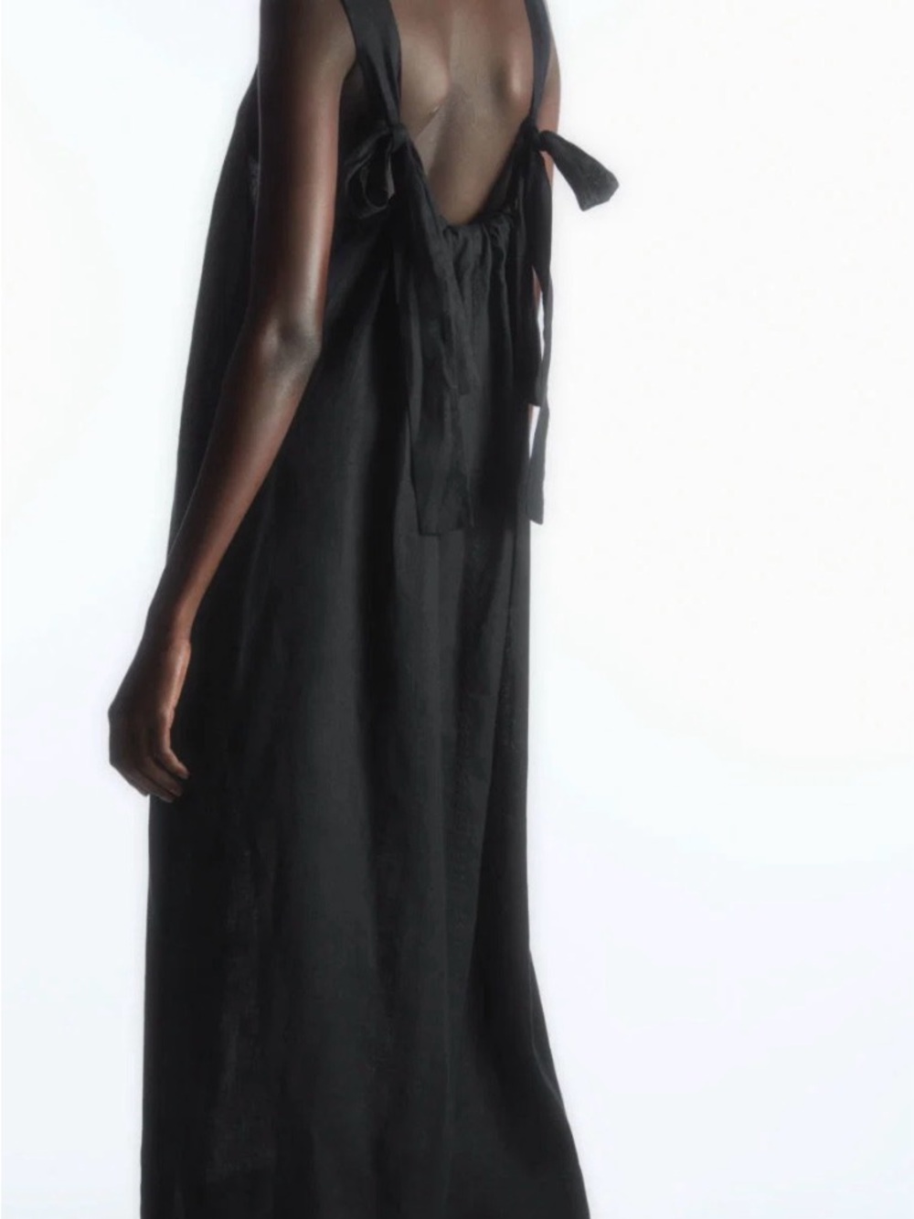 Black Tie-Shoulder Maxi Dress